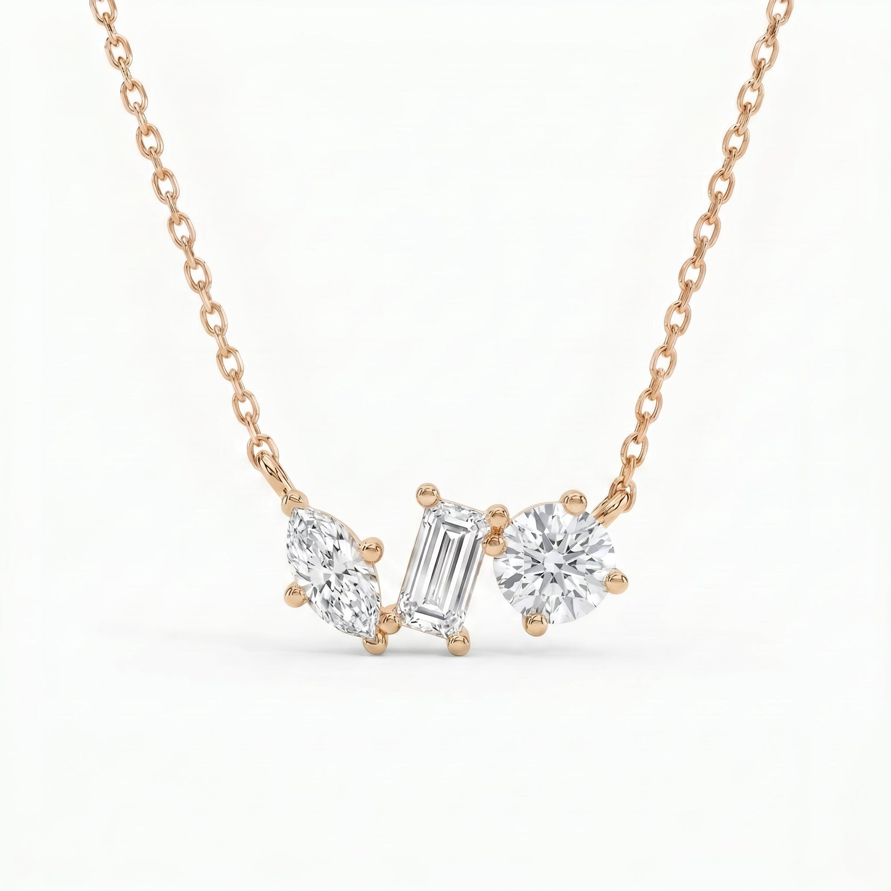Three Stone Diamond Pendant Necklace