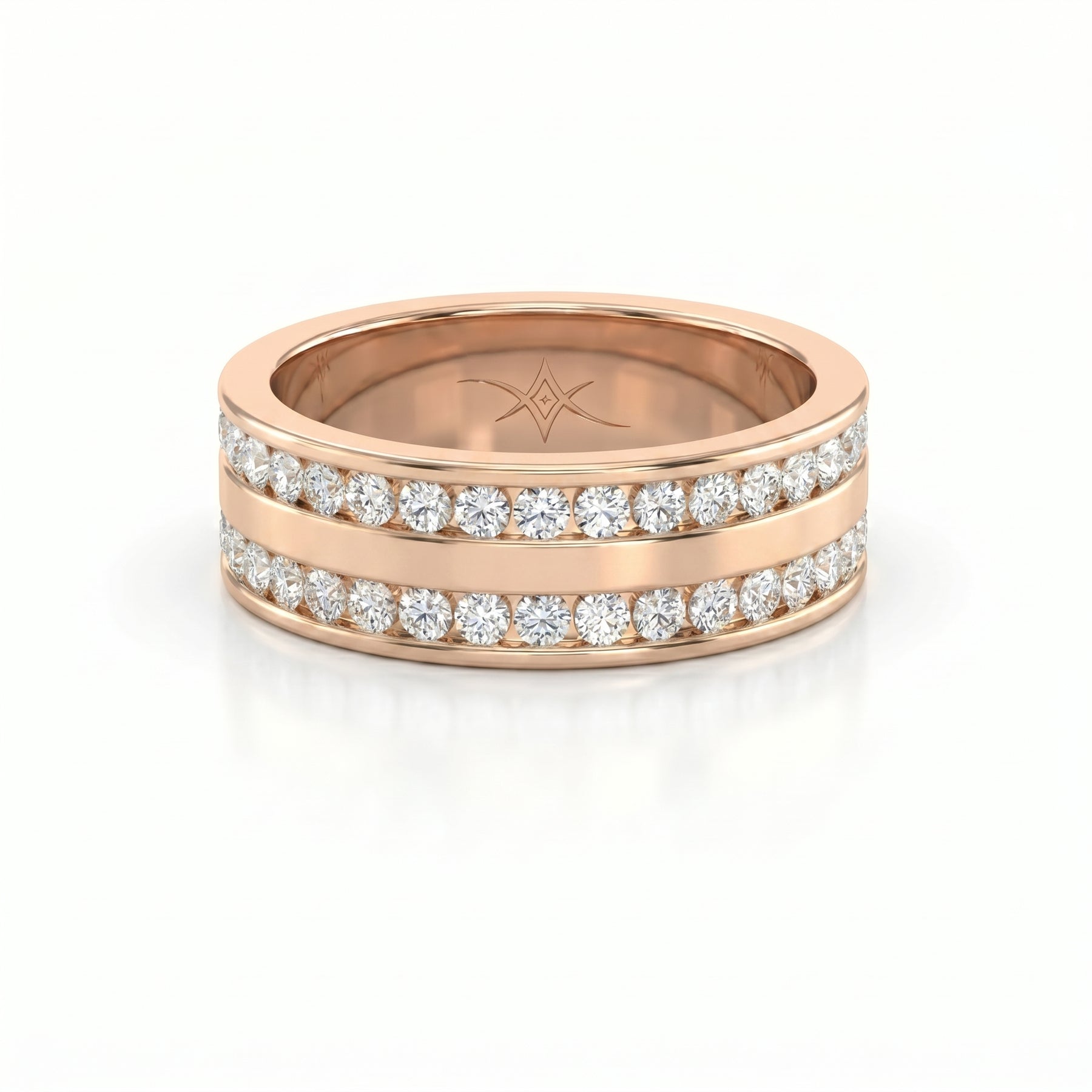 Two-Row Channel Set Half Eternity Diamond Ring