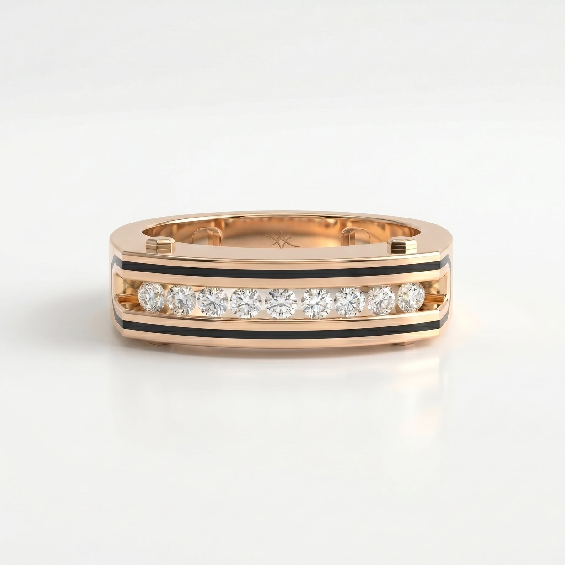 Round Diamond Onyx Channel Men's Ring