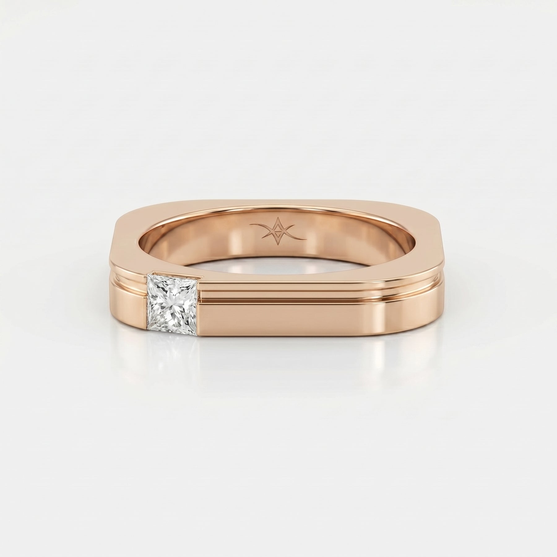 Square Ring for Men Masculine Brilliance diamond Band