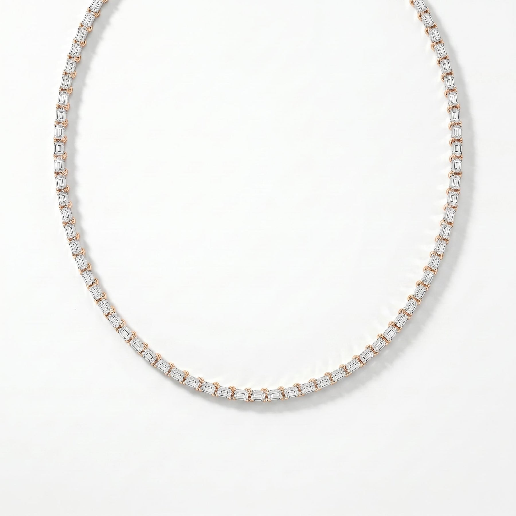 Elevate Elegance Emerald Cut Diamond Tennis Necklace