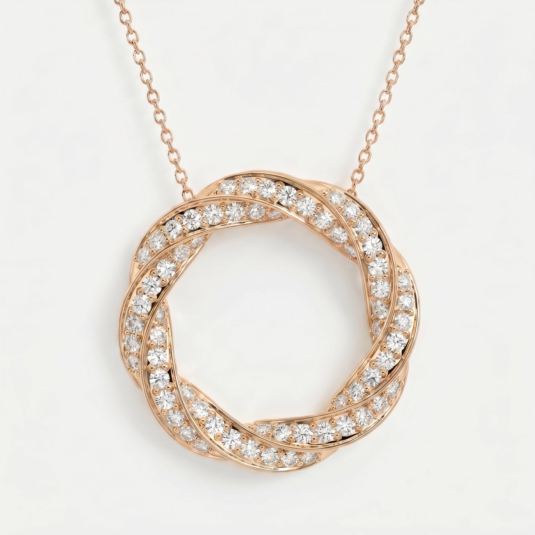 Round Diamond Twisted Circle of Life Fashion Necklace