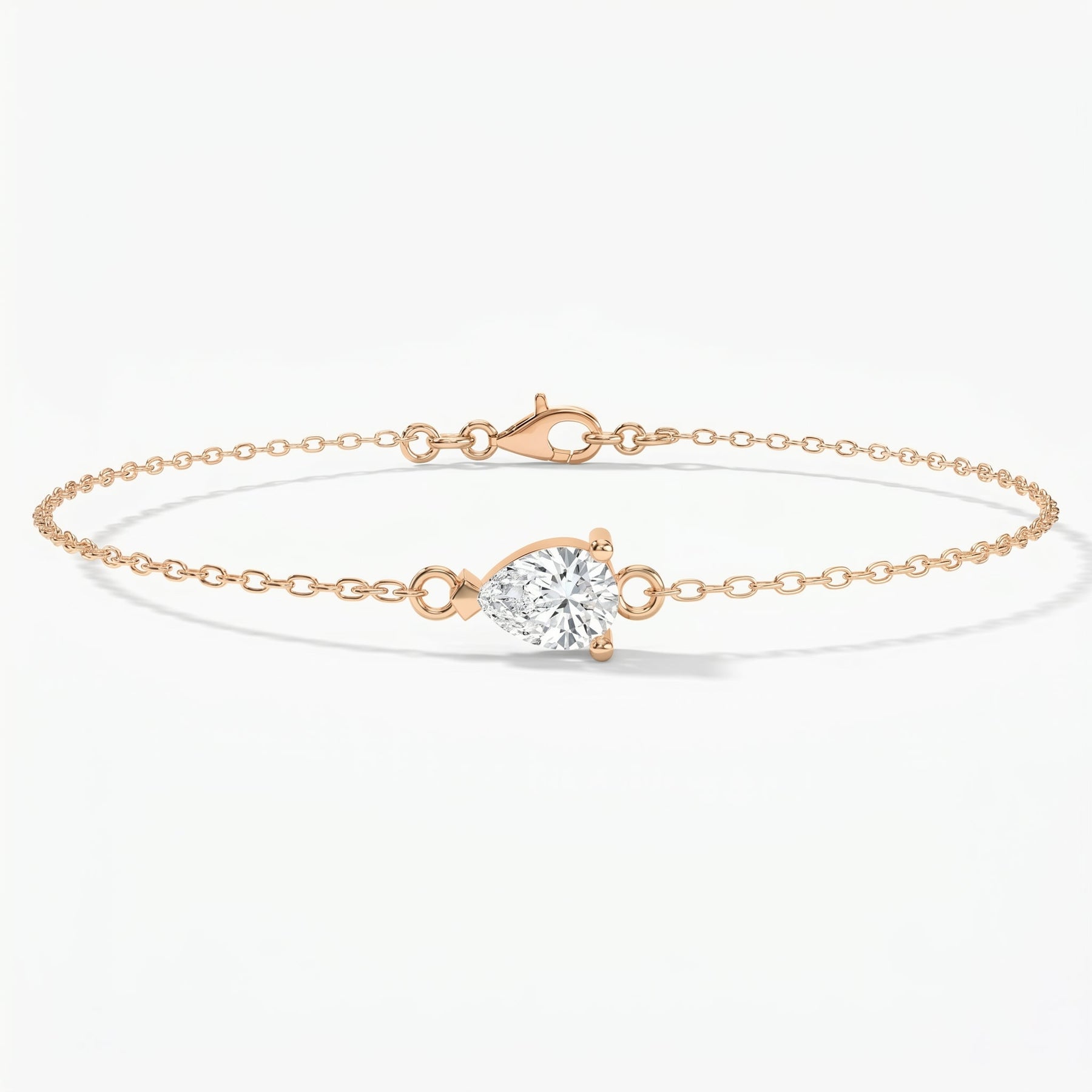 Pear Diamond Solitaire Chain Bracelet