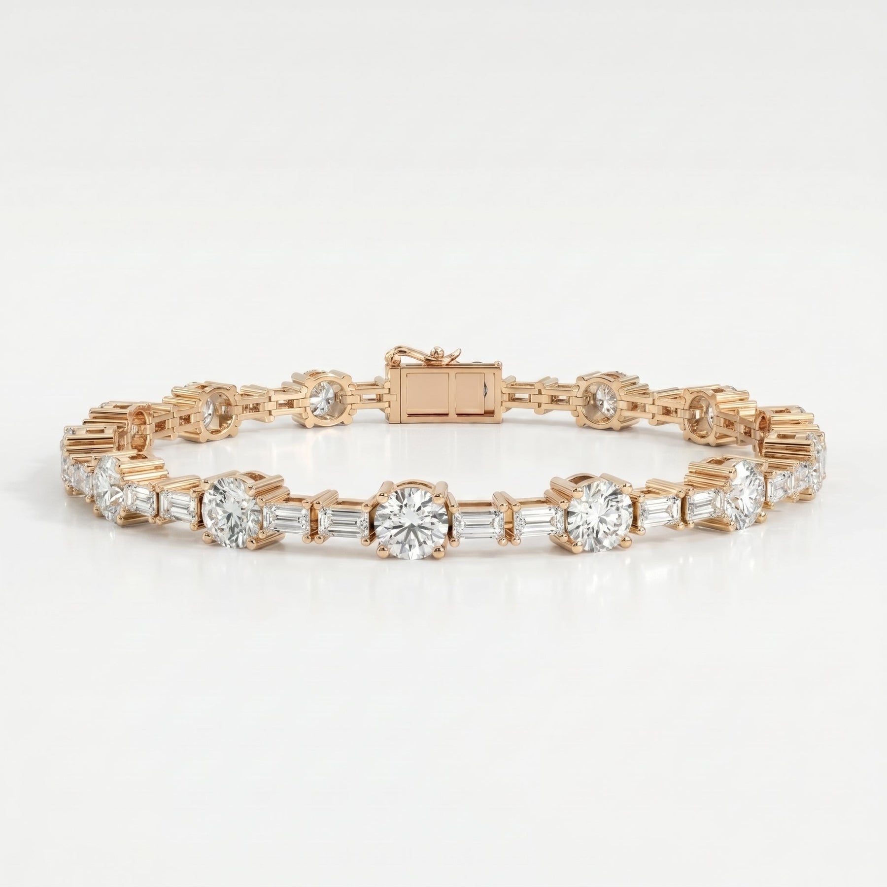 Round & Baguette Diamond Tennis Bracelet