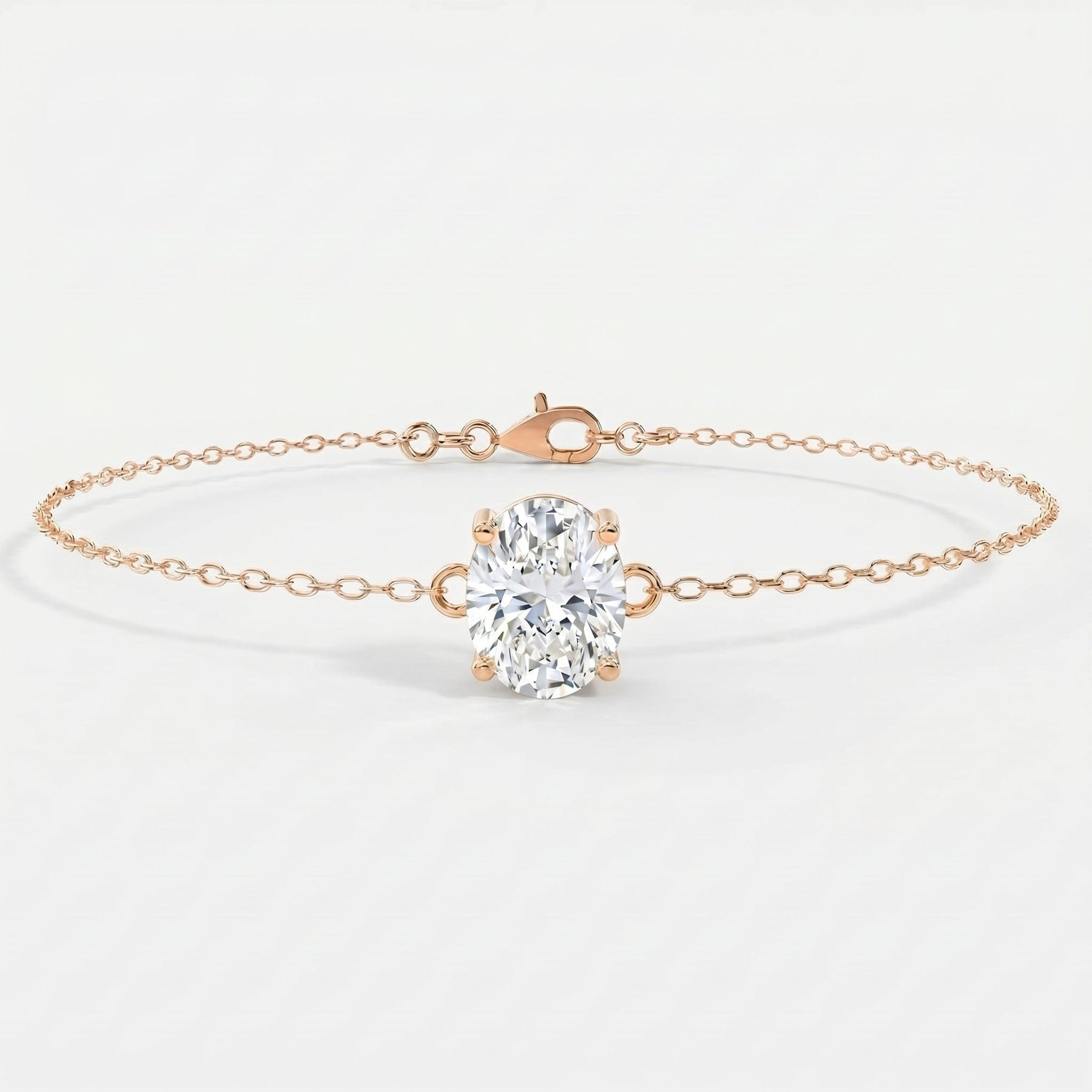 Minimalist Lab Grown Diamond Oval Cut Diamond Solitaire Bracelet