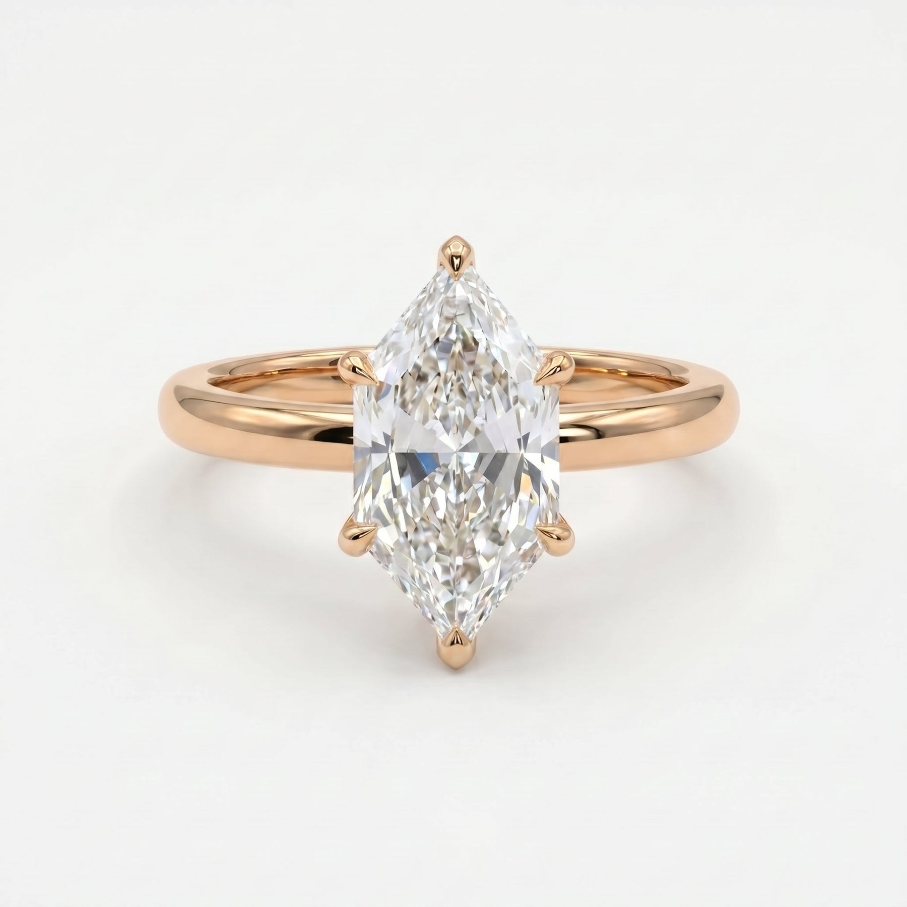 Dutch Marquise Cut Hidden Halo Round Diamond Engagement Ring
