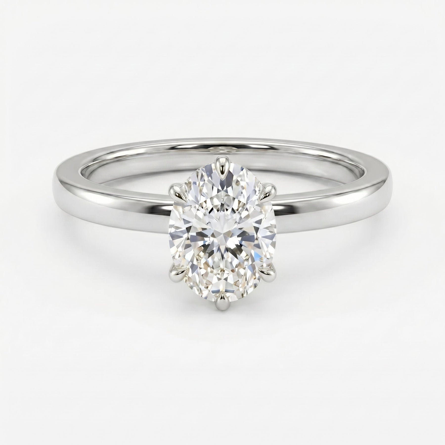 Oval Diamond Six Prong Solitaire Engagement Ring