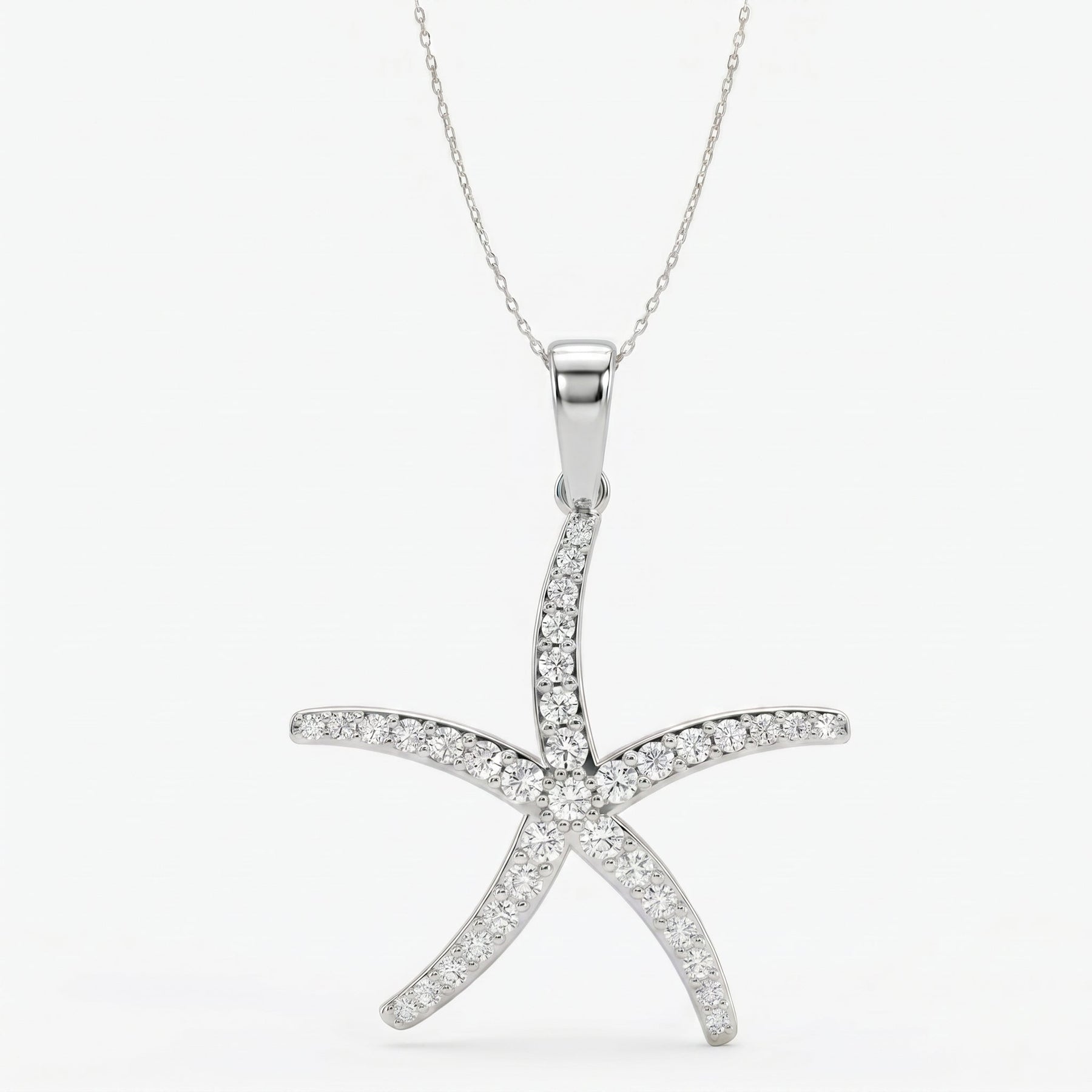 Round Diamond Starfish Embrace Pendant Necklace
