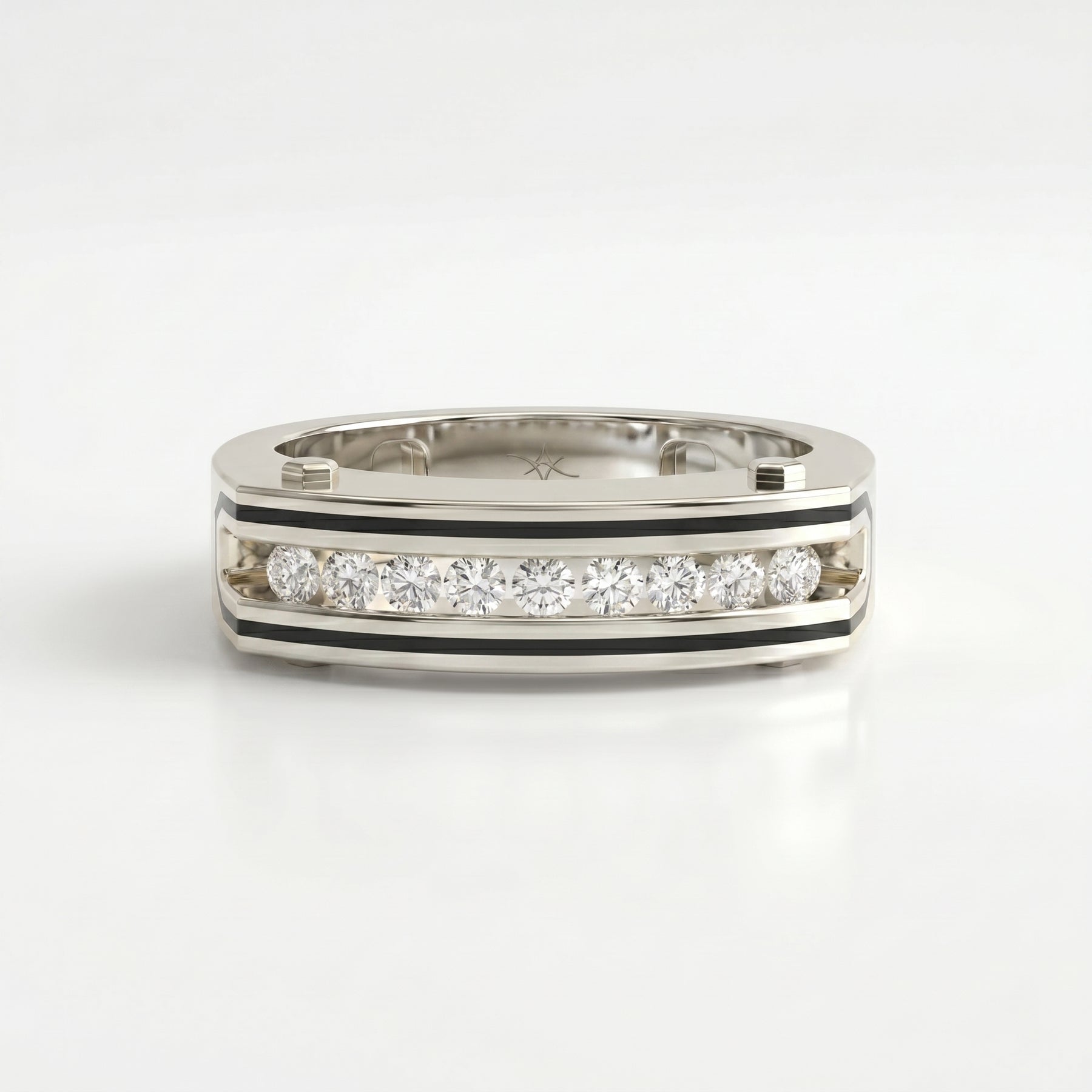 Round Diamond Onyx Channel Men's Ring