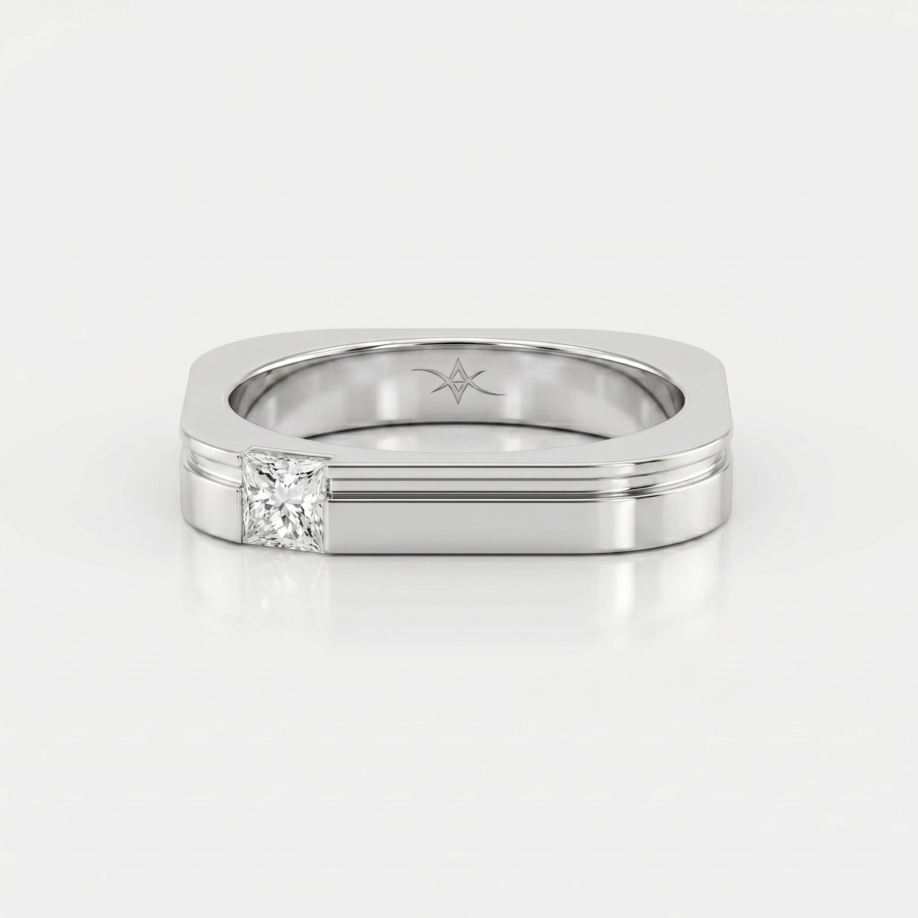 Square Ring for Men Masculine Brilliance diamond Band