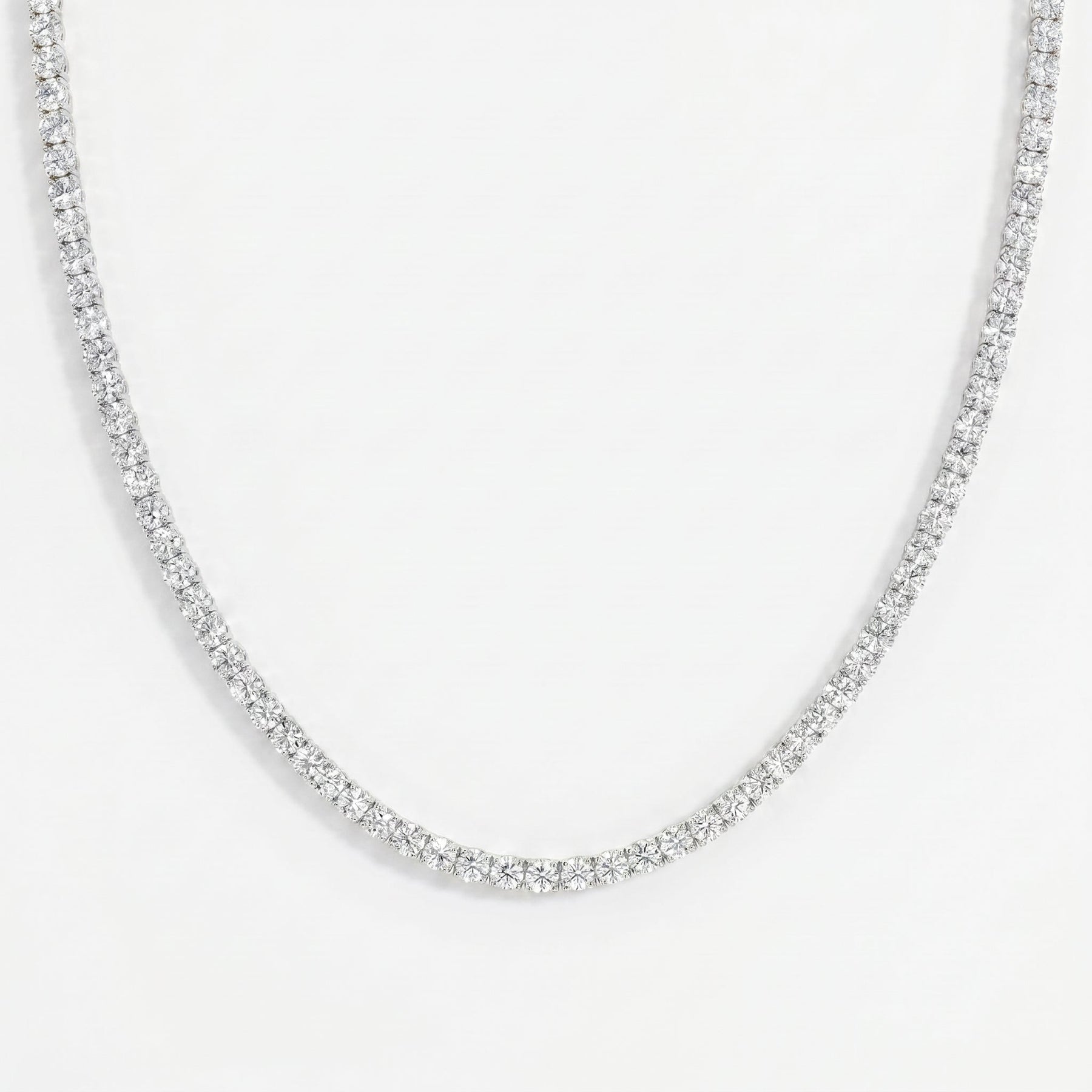 Experience timeless sparkle Round Diamond Tennis Necklace