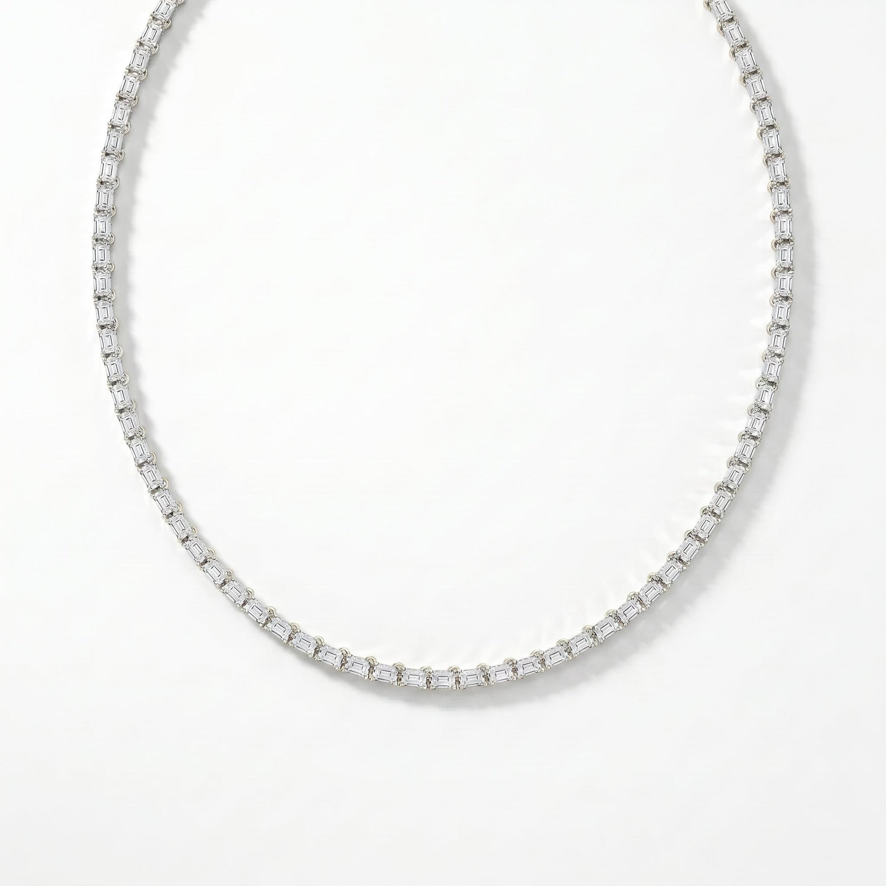 Elevate Elegance Emerald Cut Diamond Tennis Necklace