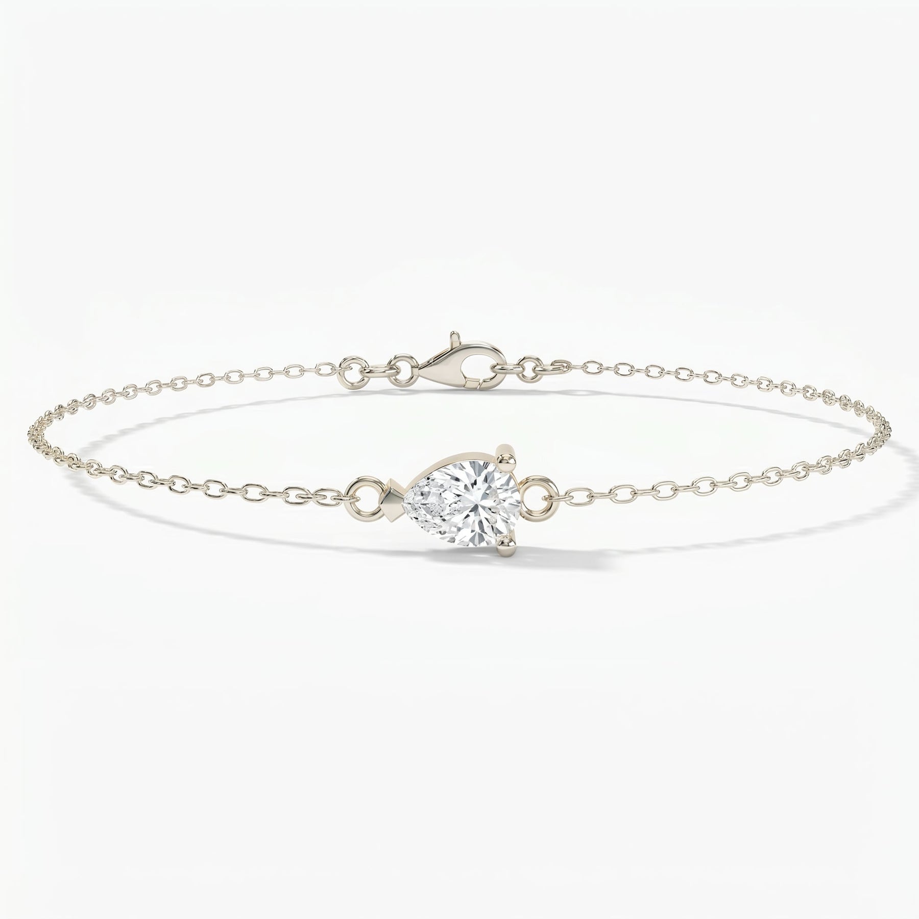 Pear Diamond Solitaire Chain Bracelet