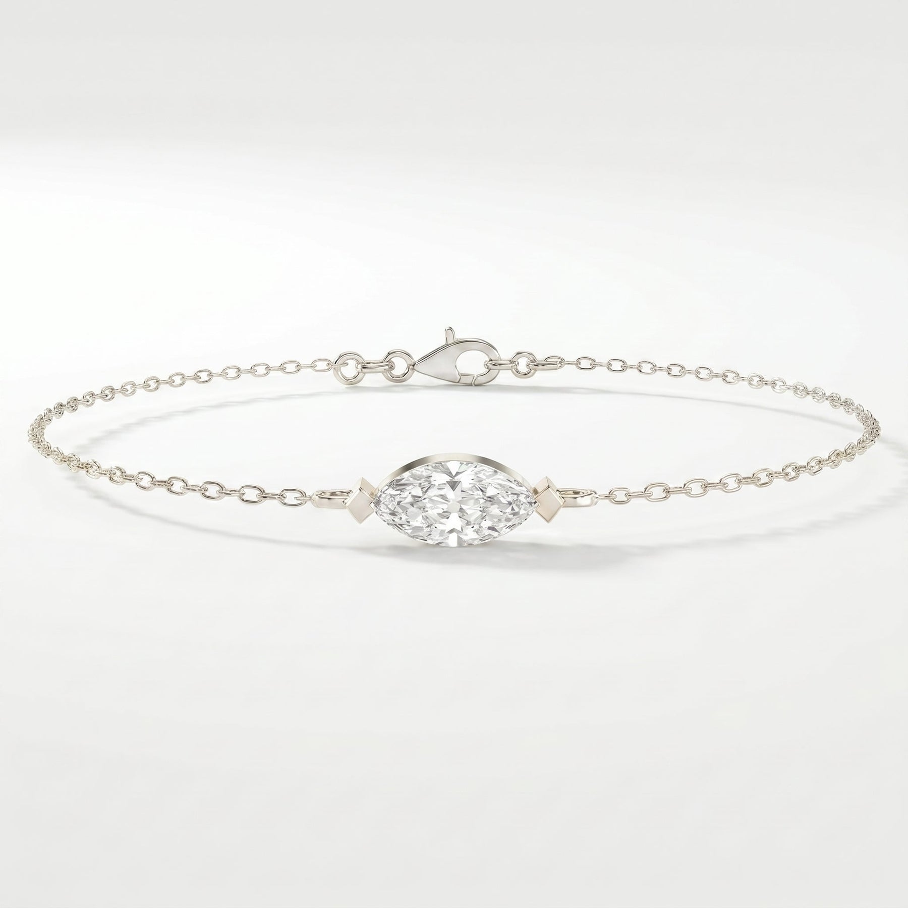 Elegant Marquise Diamond Solitaire Chain Bracelet