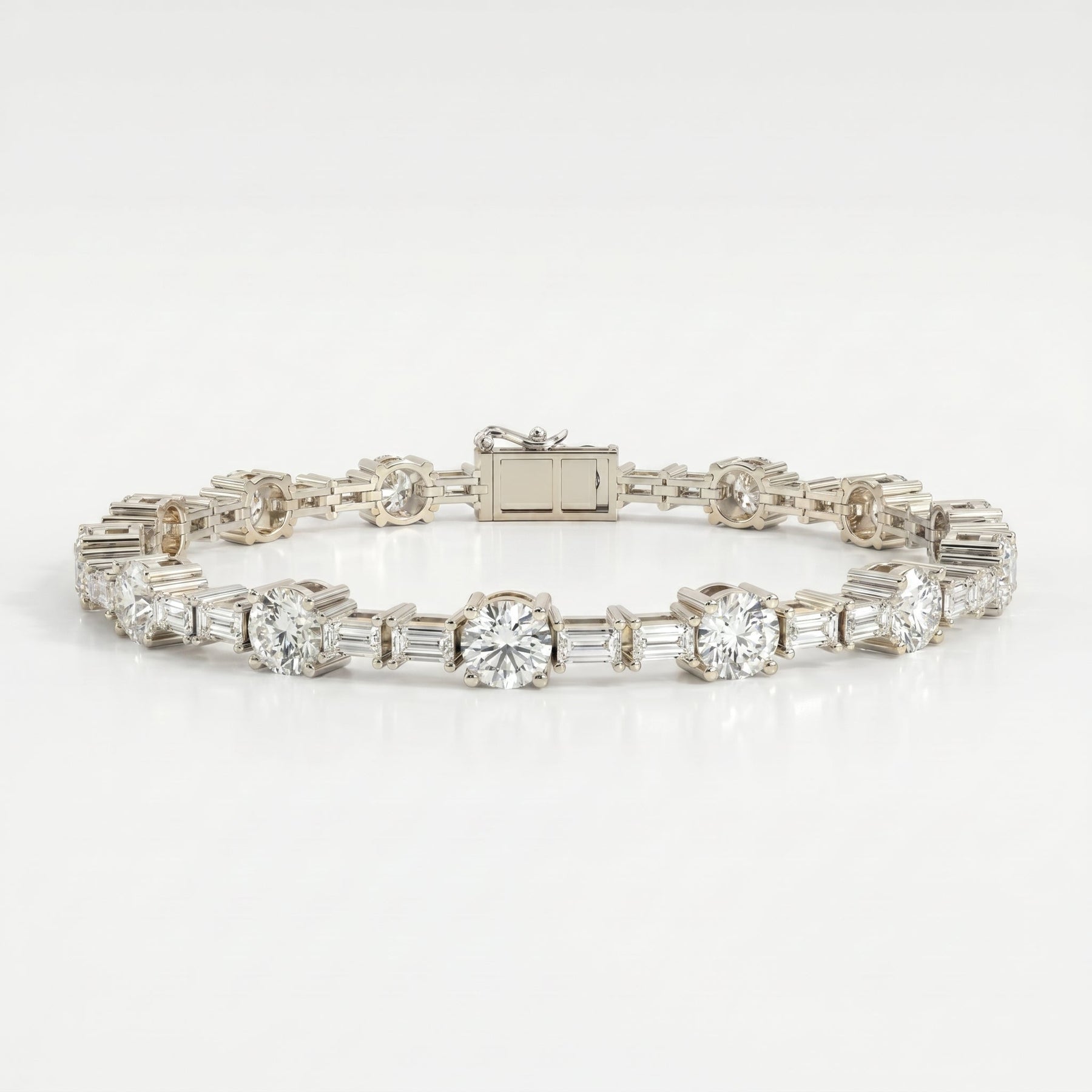 Round & Baguette Diamond Tennis Bracelet