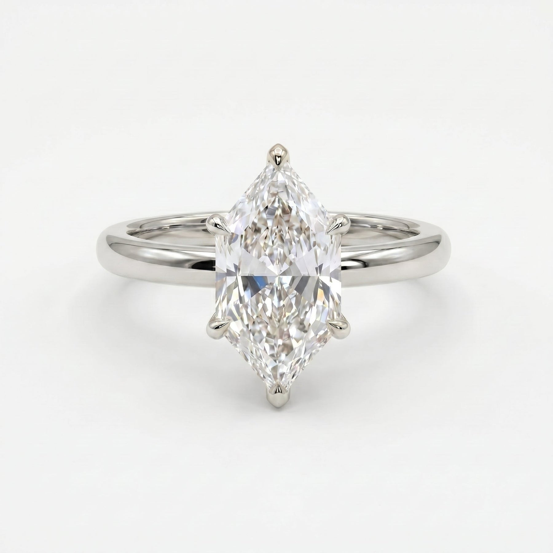 Dutch Marquise Cut Hidden Halo Round Diamond Engagement Ring