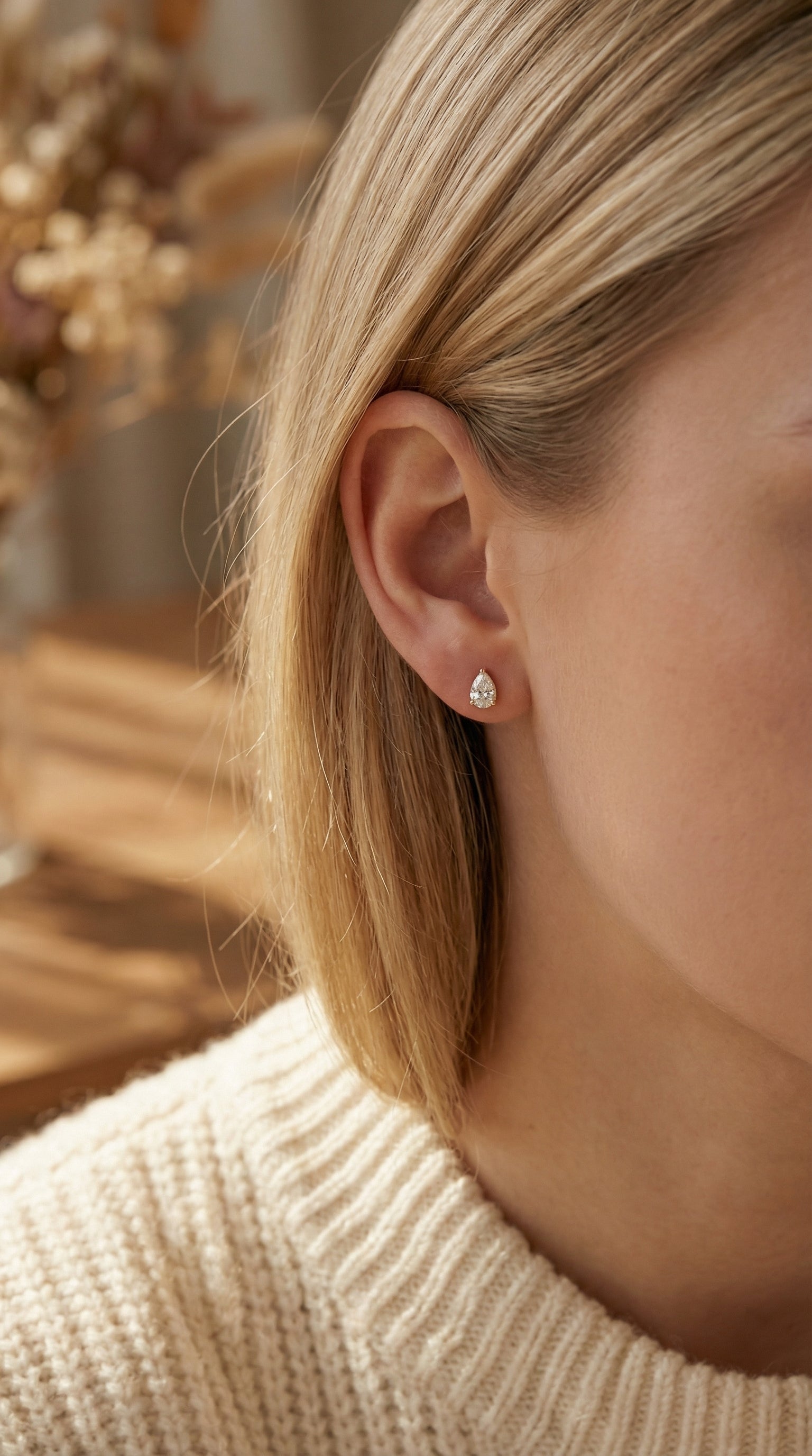 Pear Diamond Stud Earrings