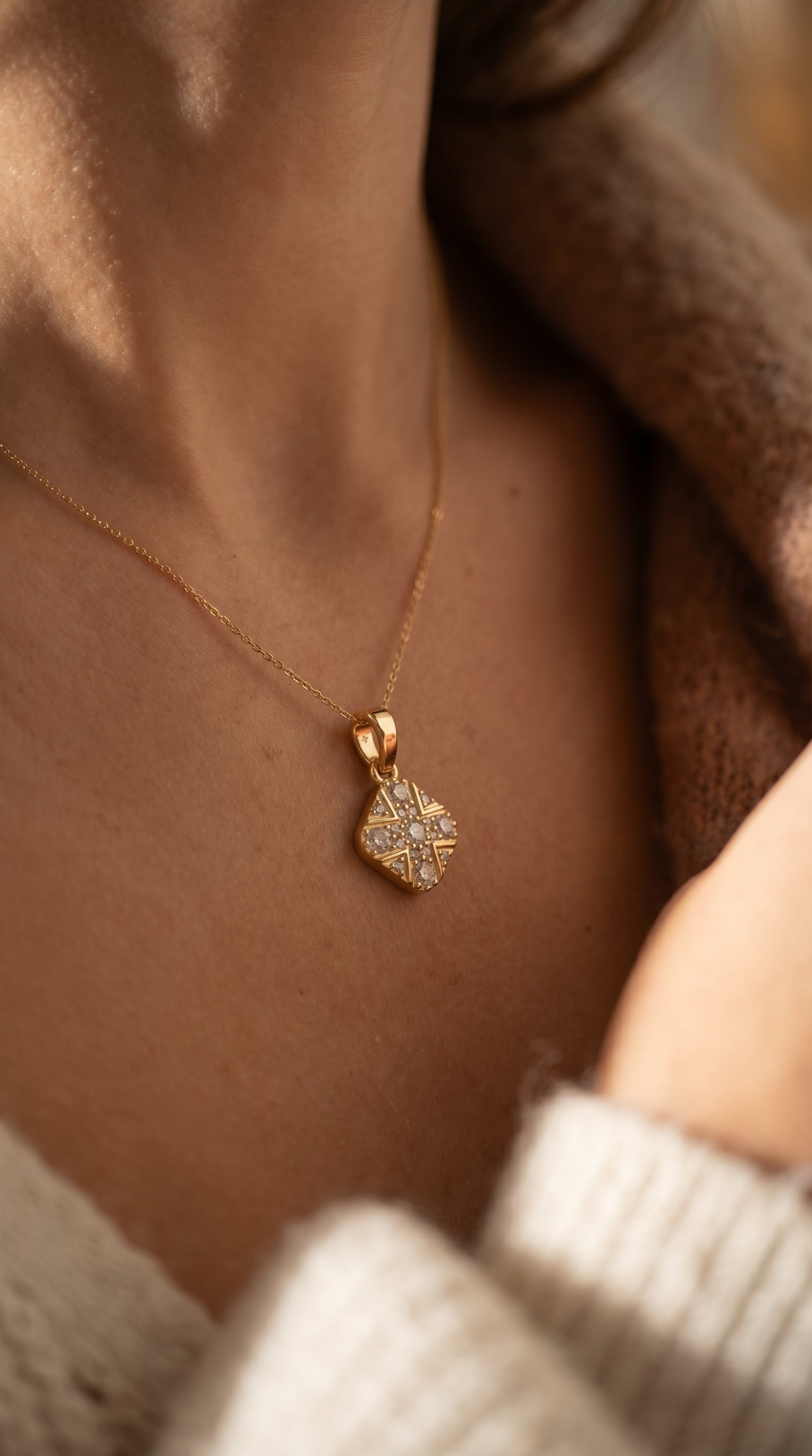 Vintage Style Diamond Cross Pendant Necklace