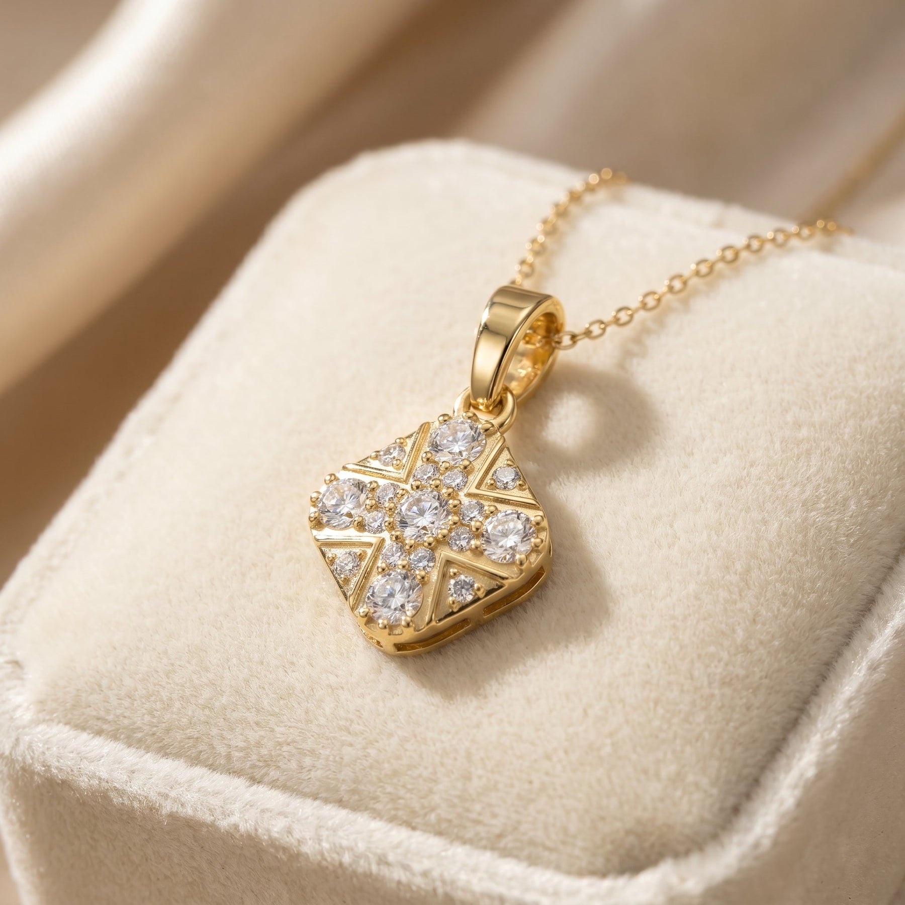 Vintage Style Diamond Cross Pendant Necklace