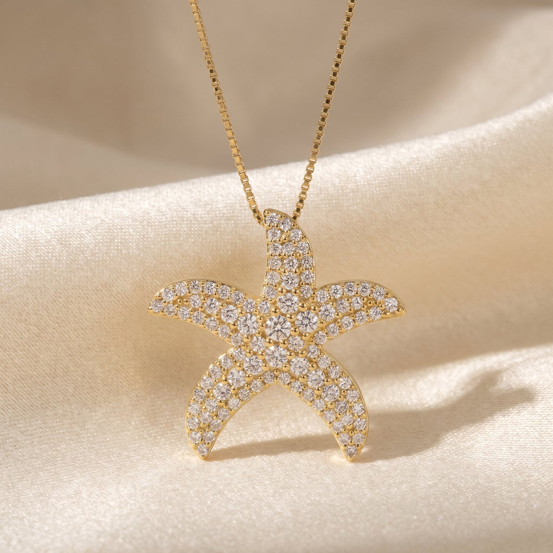 Round Diamond Celestial Starfish Pendant