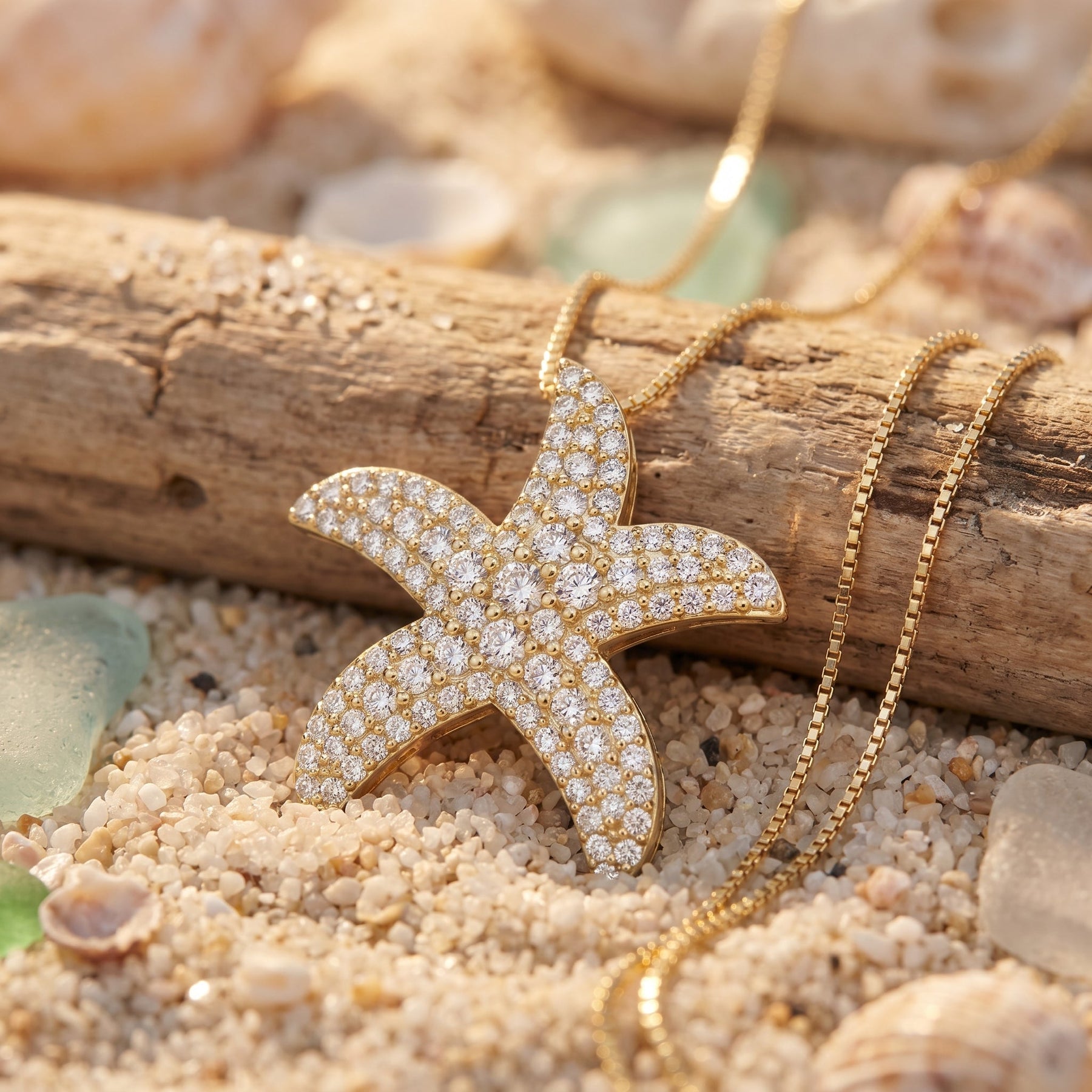 Round Diamond Celestial Starfish Pendant