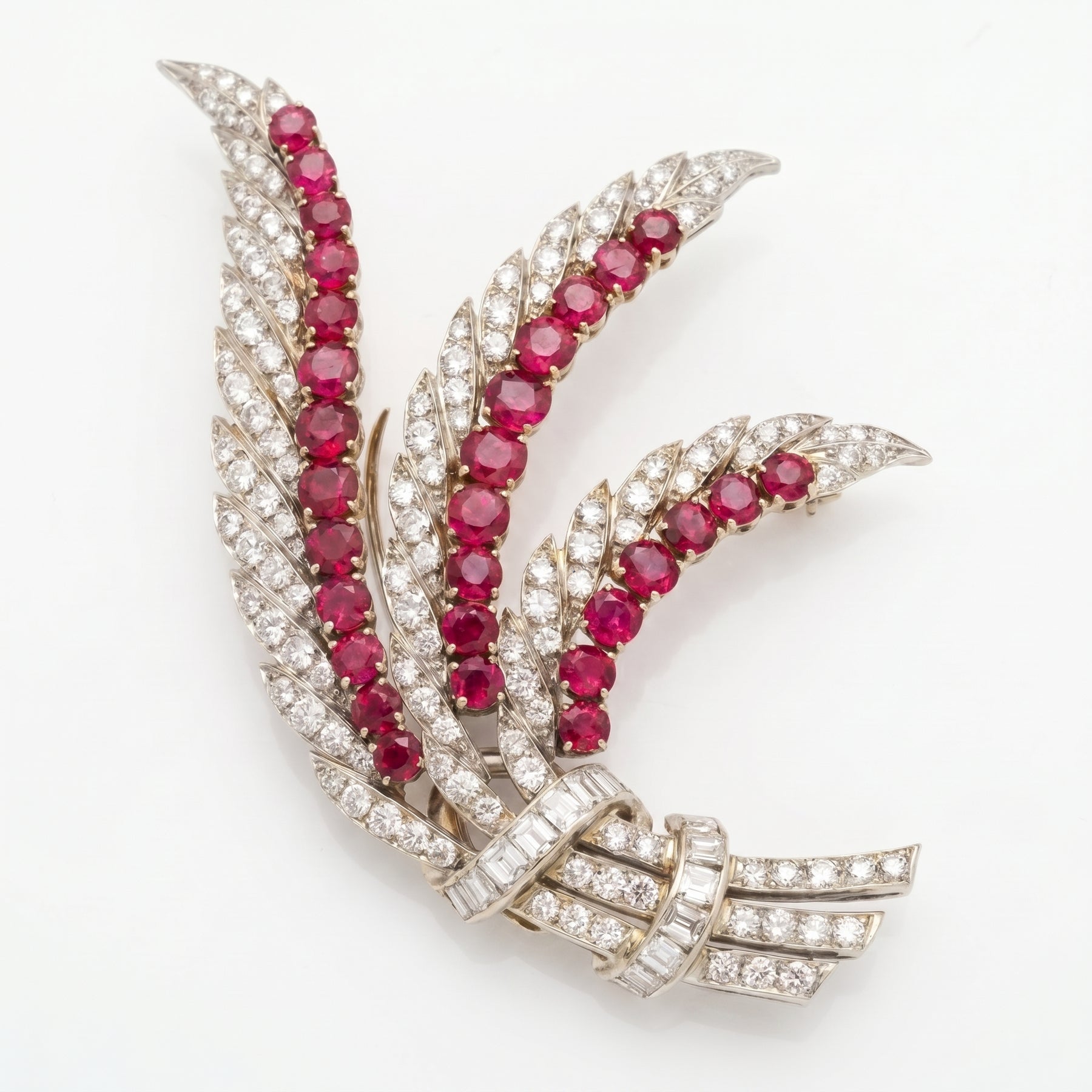 Luxury Feather & Ruby Brooch
