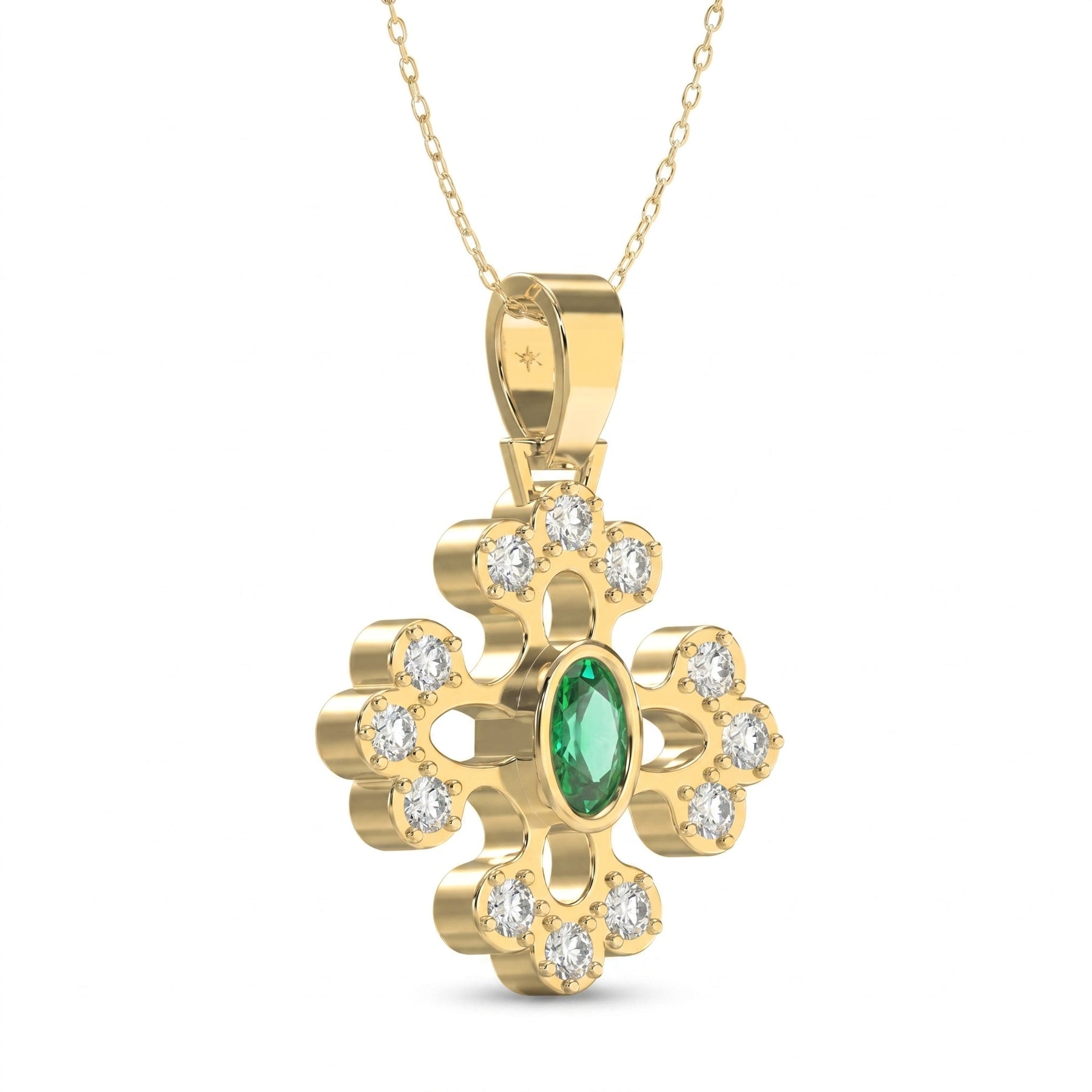 Elegant Round Diamond Floral Pendant Necklace