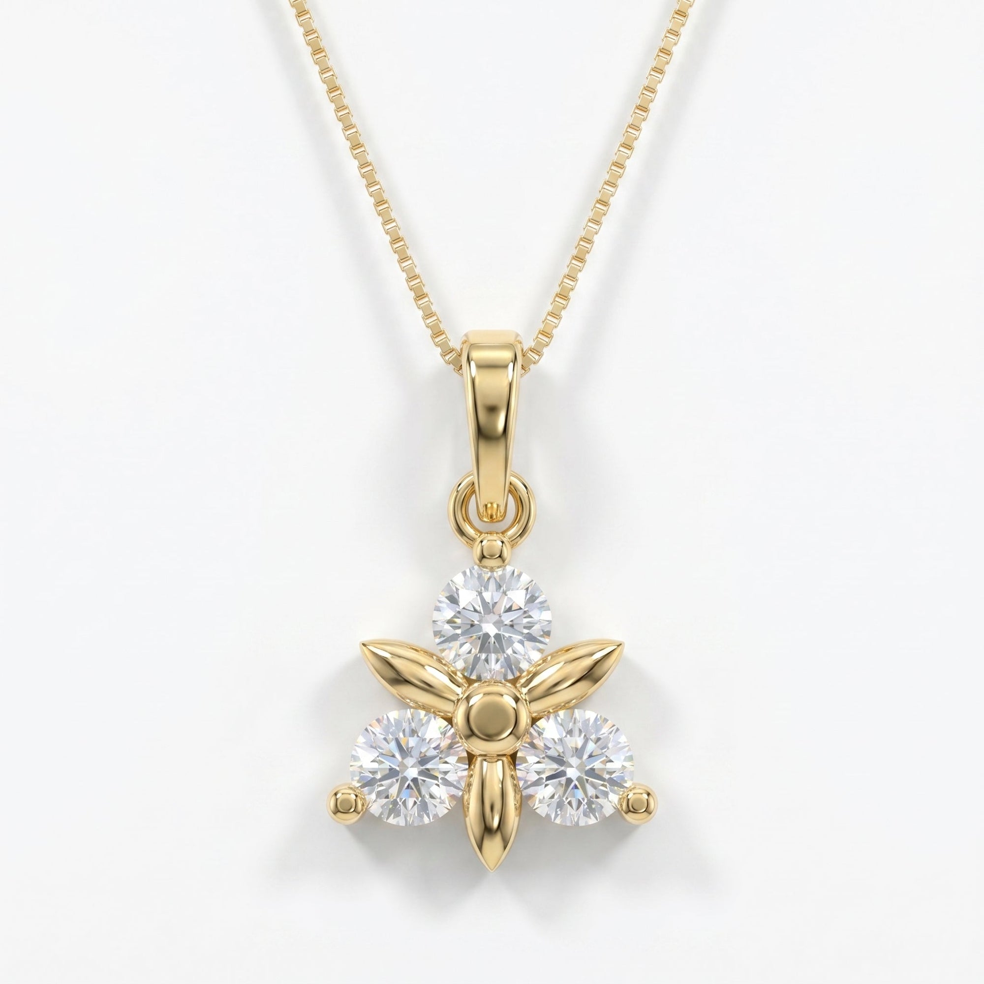 Elegant Floral Diamond Pendant Necklace