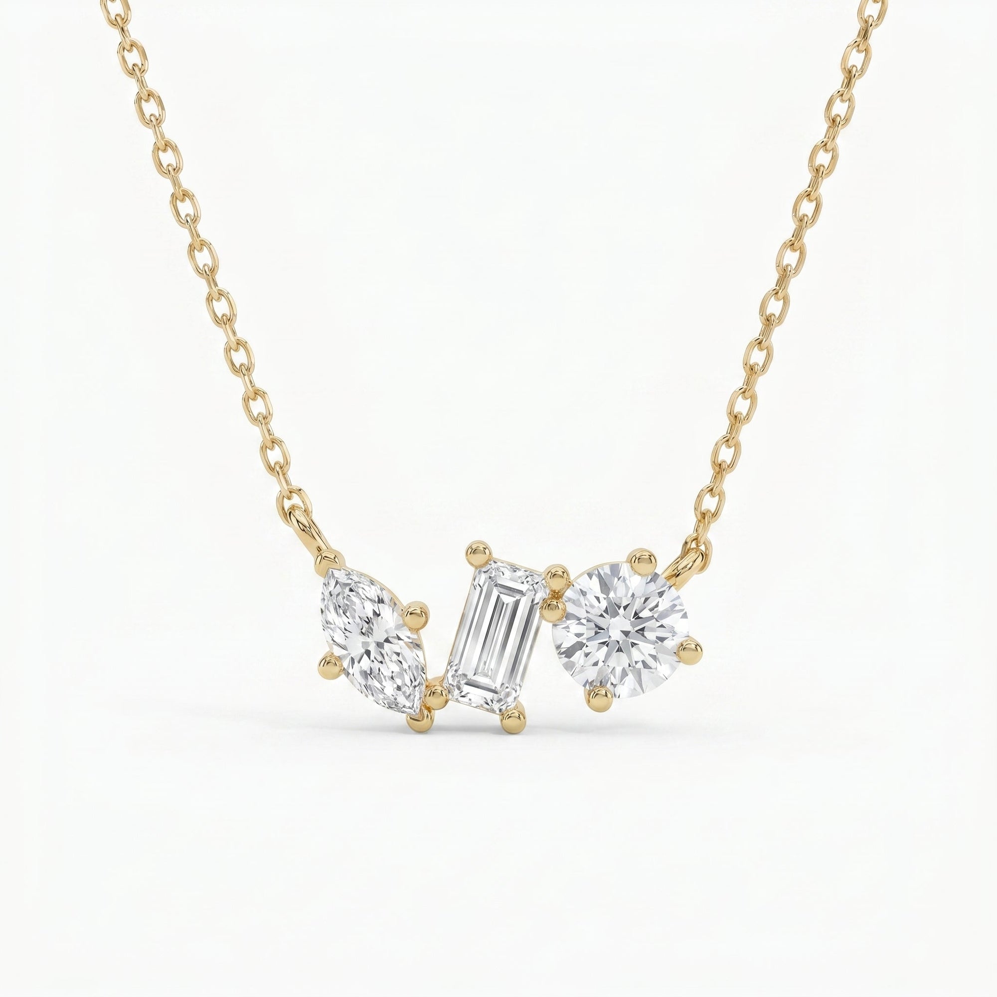 Three Stone Diamond Pendant Necklace