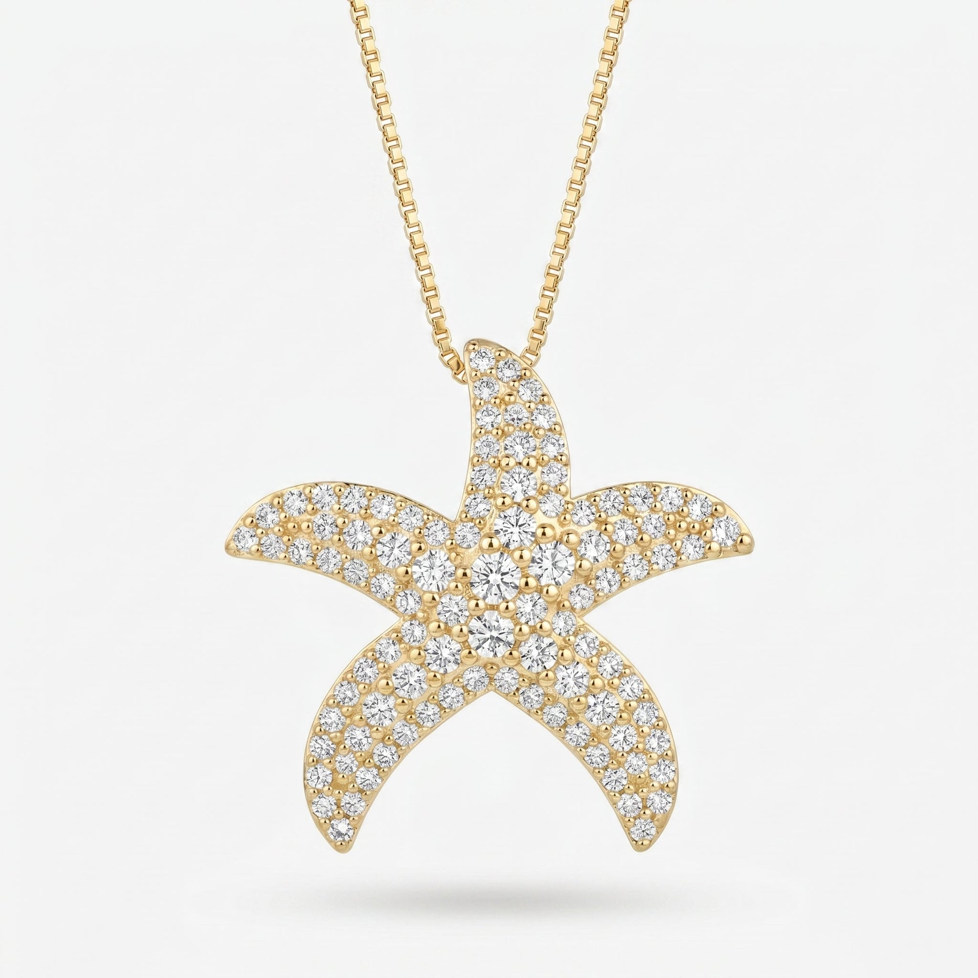 Round Diamond Celestial Starfish Pendant