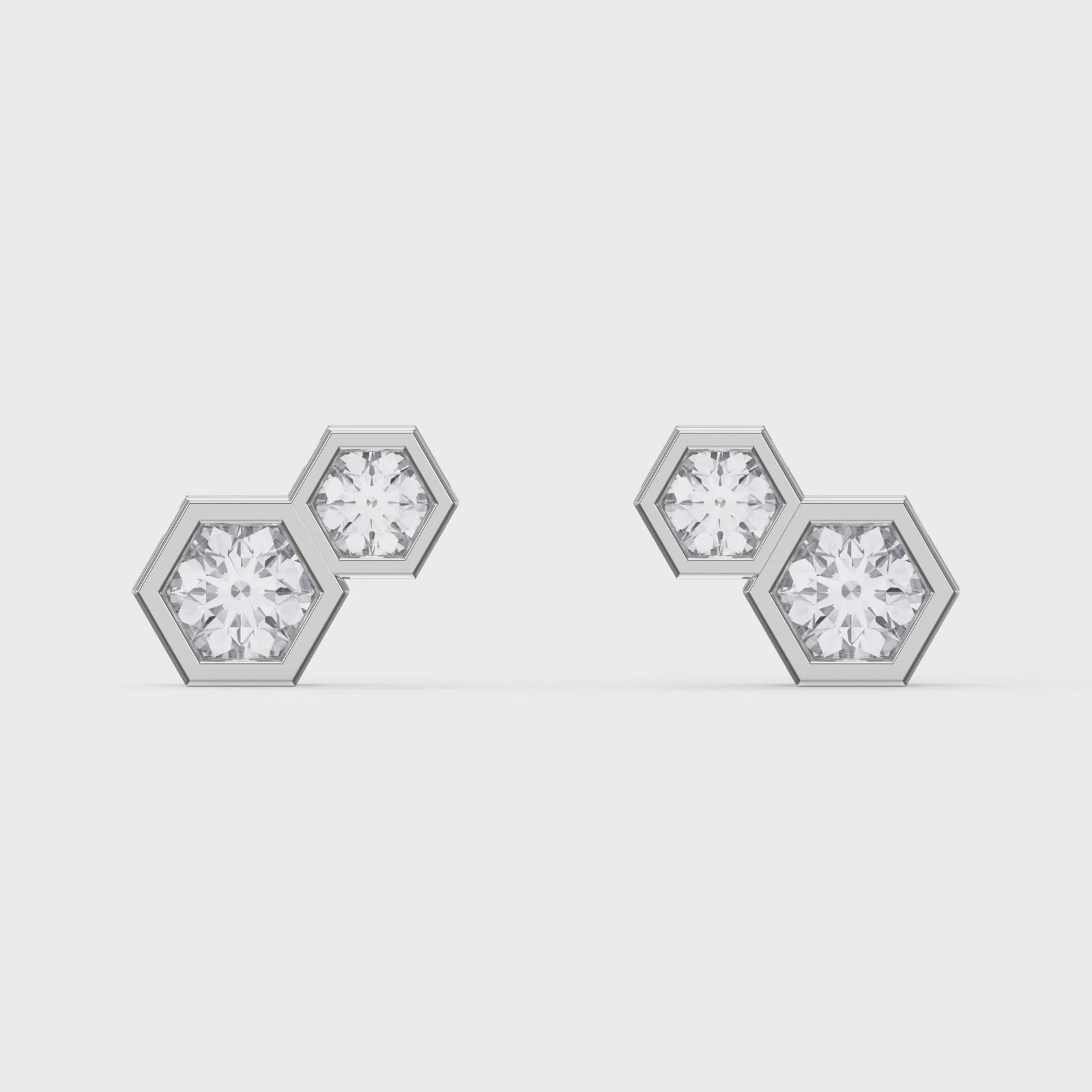 Honeycomb Hex Design Round Shape Earrings Studs