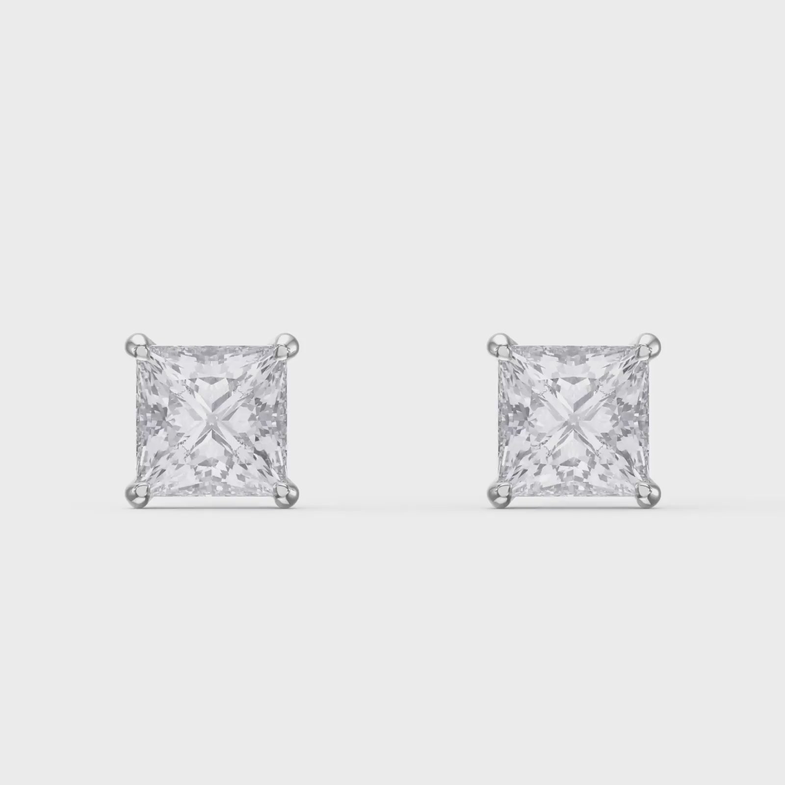 Princess Cut Diamond Earring Stud