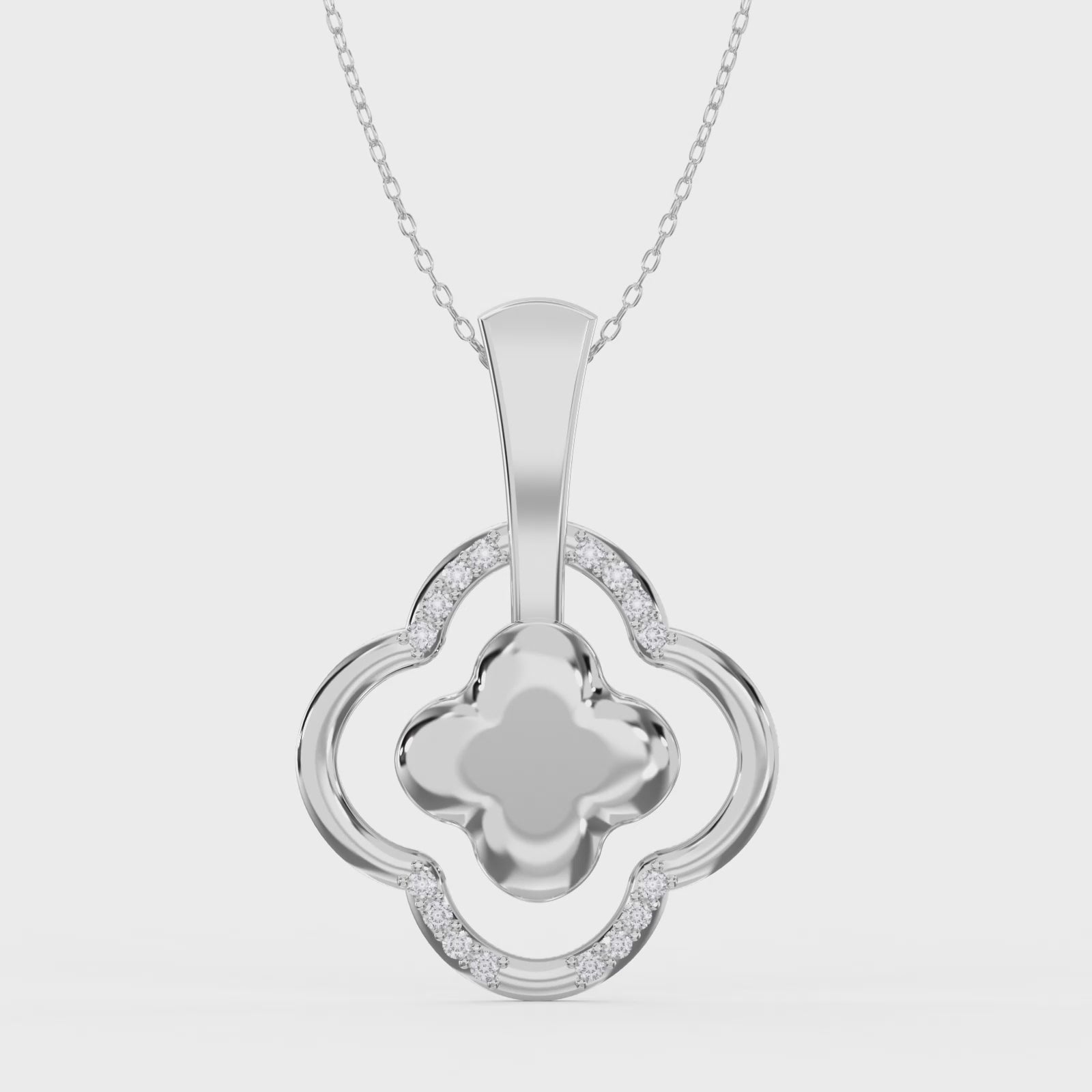 Morden Clover Inspired  Pendant Pave Setting