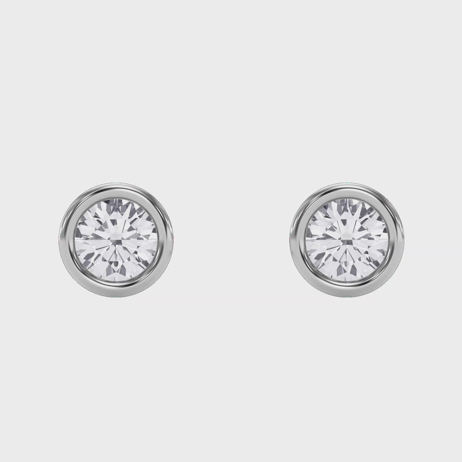 Bezel Design Round Dimaond Earring Stud