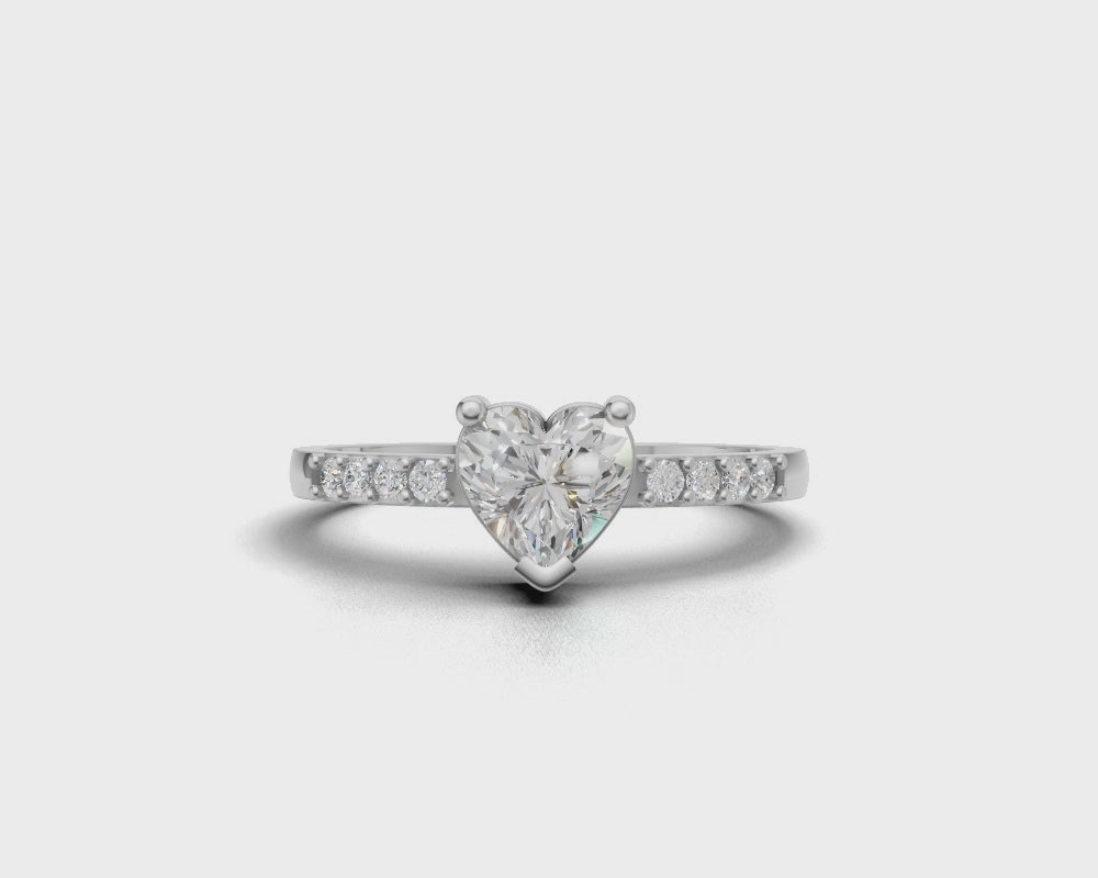 Sparkling Heart Solitaire Ring – Genuine 925 Sterling Silver & Clear CZ