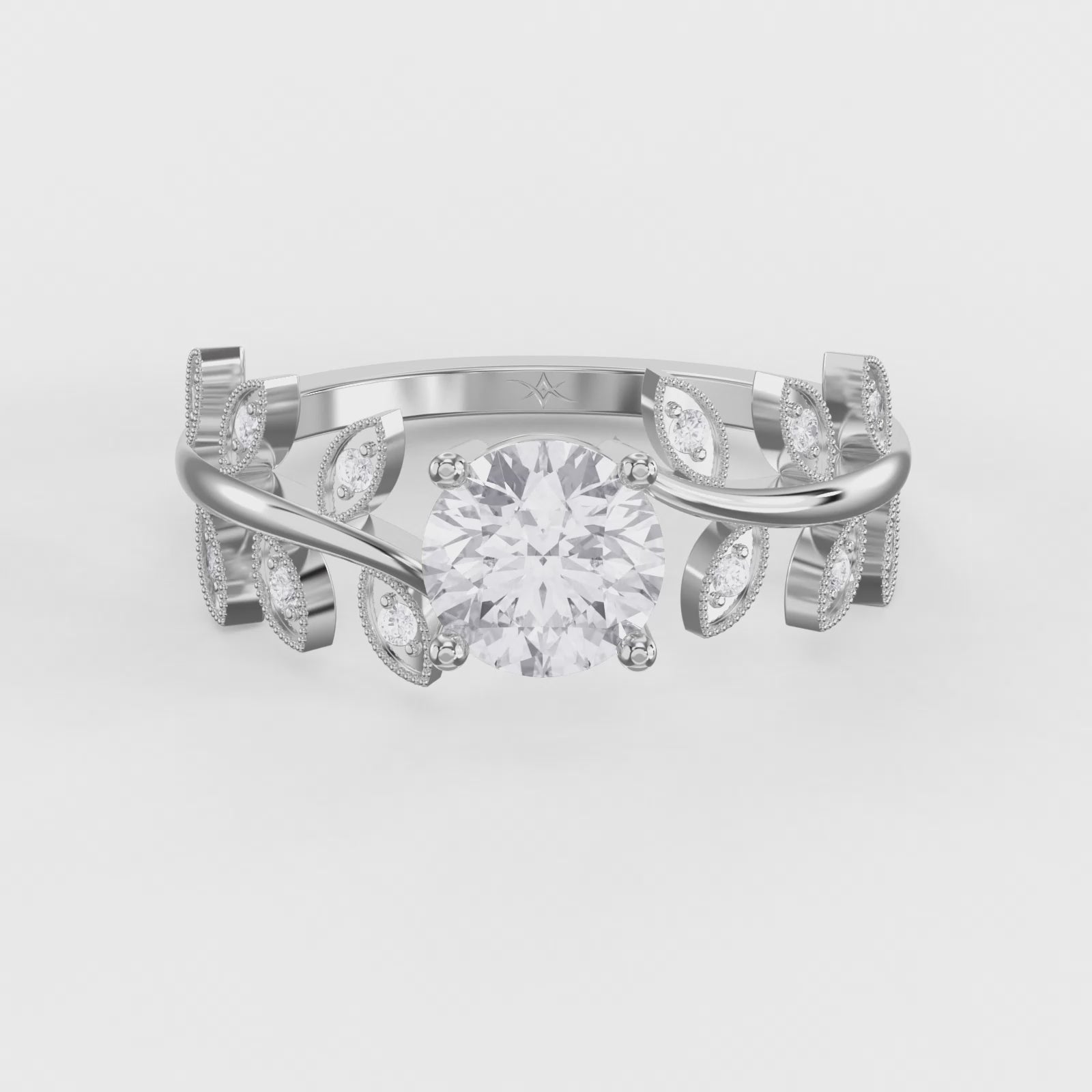 The "Enchanted Laurel" Nature-Inspired 925 Silver CZ Ring