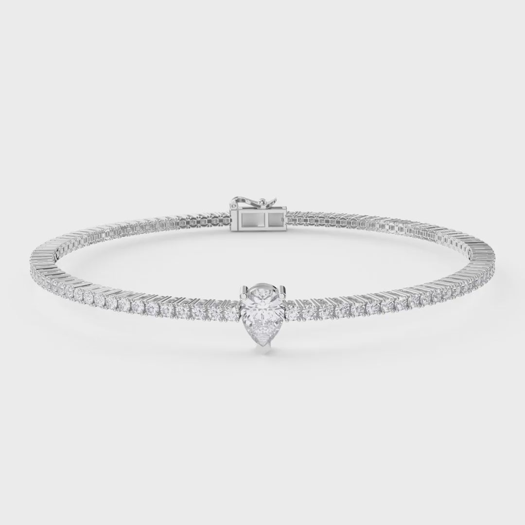 Elegant Pear Shape Diamond Tennis Bracelet