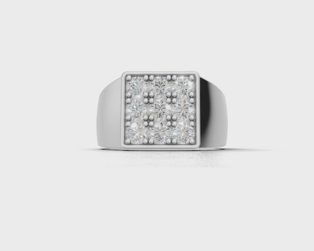 Men’s Square Cluster Round Diamond Ring