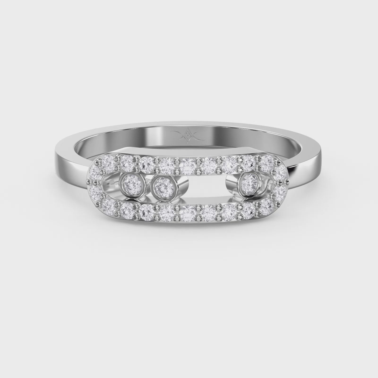 The "Kinetic Halo" Floating Triple-Stone Ring in 925 Silver