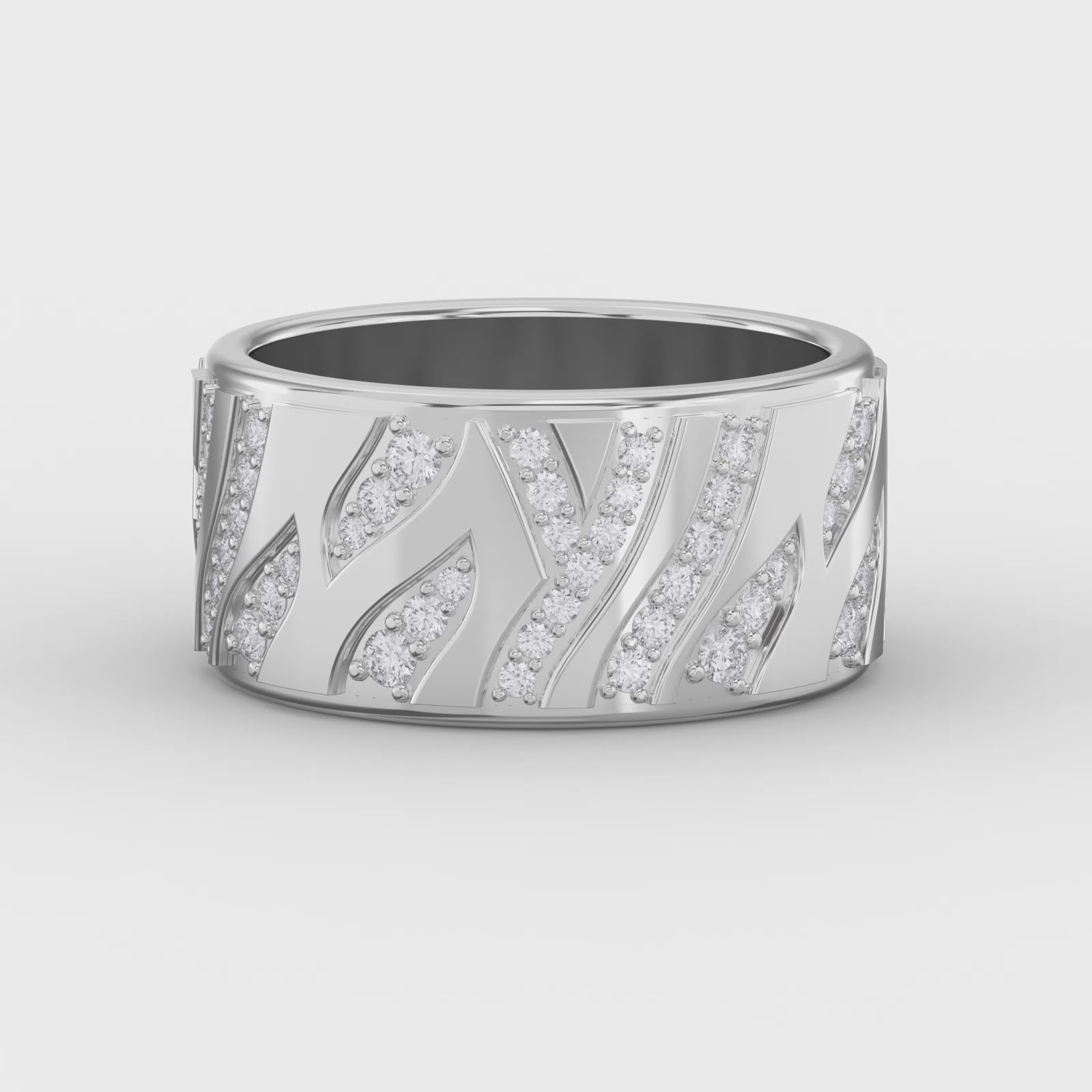 The "Zephyr" Abstract Wave Band in 925 Sterling Silver